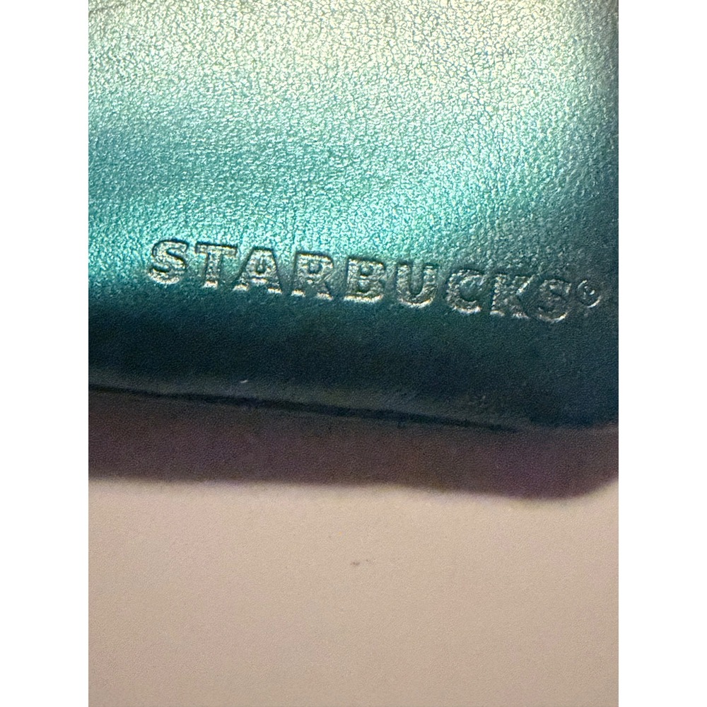 Starbucks Metallic Ombre Coin Purse Keychain Teal Silver Gradient Mini Pouch